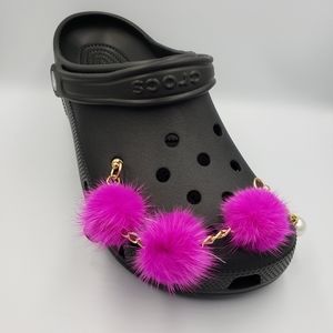 Bold Bright Deep Fuschia Hot Pink Shoe Chain Decor